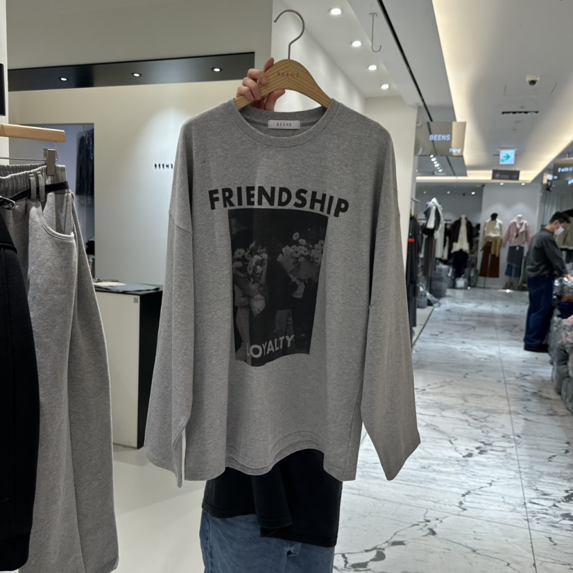 BEENS東大門㊣直郵女裝新品休閑25秋冬職業熱賣推薦長袖T恤BEENS長袖T恤圖色3