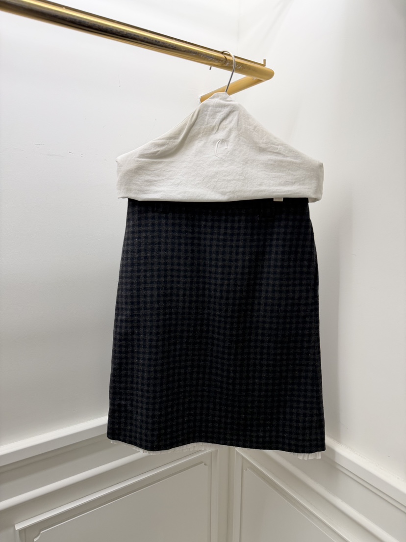 ETER韓國代購㊣女士新品職業熱賣人氣推薦休閑短裙羊毛格子eter/VERSO短裙圖色1深藍色