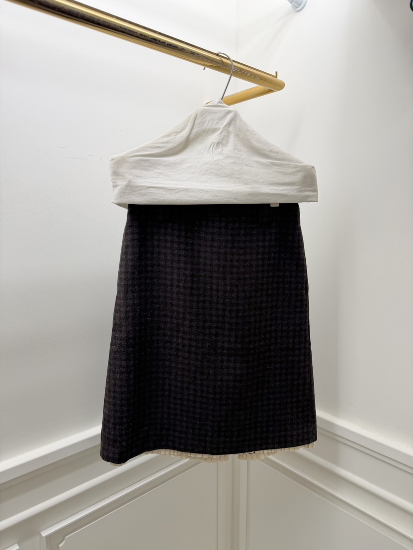 ETER韓國代購㊣女士新品職業熱賣人氣推薦休閑短裙羊毛格子eter/VERSO短裙圖色2棕色