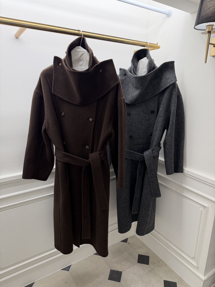 ETER韓國代購㊣女裝新品時尚休閑中長款大衣含腰帶高領圍巾eter/VERSO中長款大衣