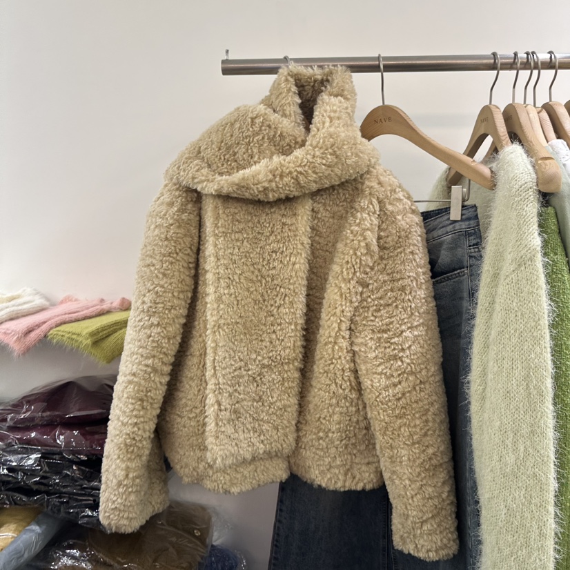 NAVE東大門㊣直郵女士新款熱賣職業人氣時尚推薦夾克含圍巾NAVE夾克圖色1米黃色