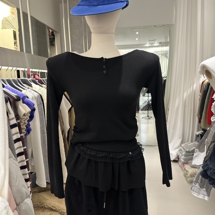 ARTE STUDIO東大門㊣實拍女士新款熱賣25秋冬長袖T恤荷葉邊ARTE STUDIO長袖T恤圖色3