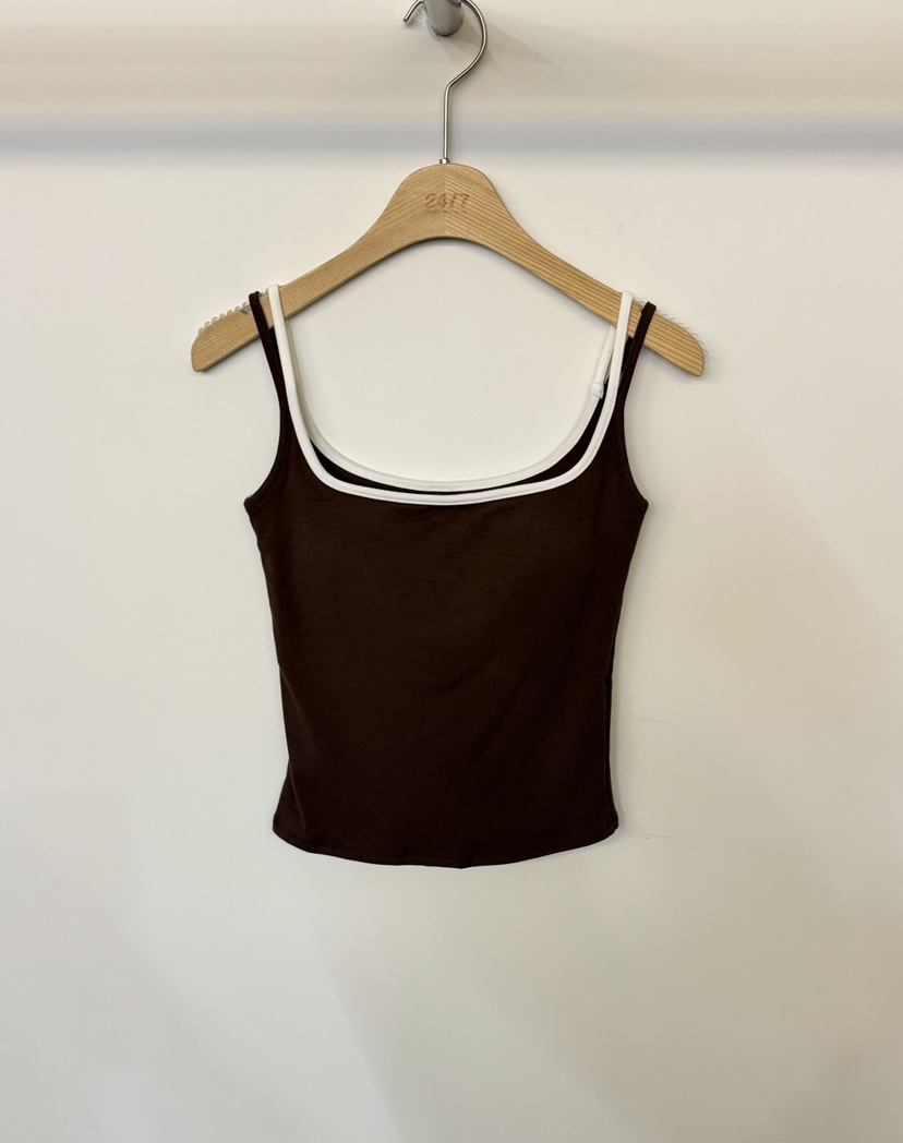 TWENTY FOUR SEVEN24-7東大門㊣代購女裝新品職業吊帶背心TEWNTY FOUR SEVEN24-7吊帶/背心圖色3棕色
