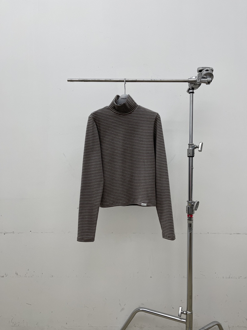 ATMOSPHERE東大門㊣實拍女裝新品職業25秋冬長袖T恤抓絨條紋ATMOSPHERE/BLING長袖T恤圖色2