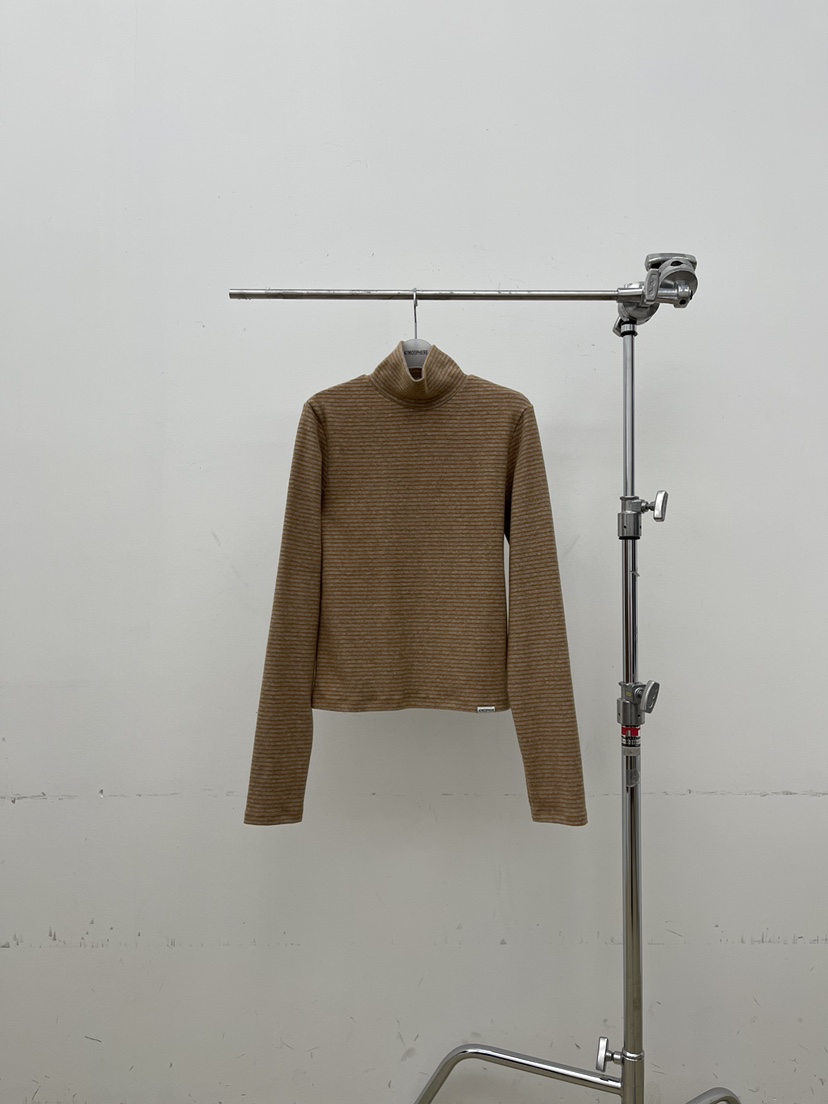 ATMOSPHERE東大門㊣實拍女裝新品職業25秋冬長袖T恤抓絨條紋ATMOSPHERE/BLING長袖T恤圖色3