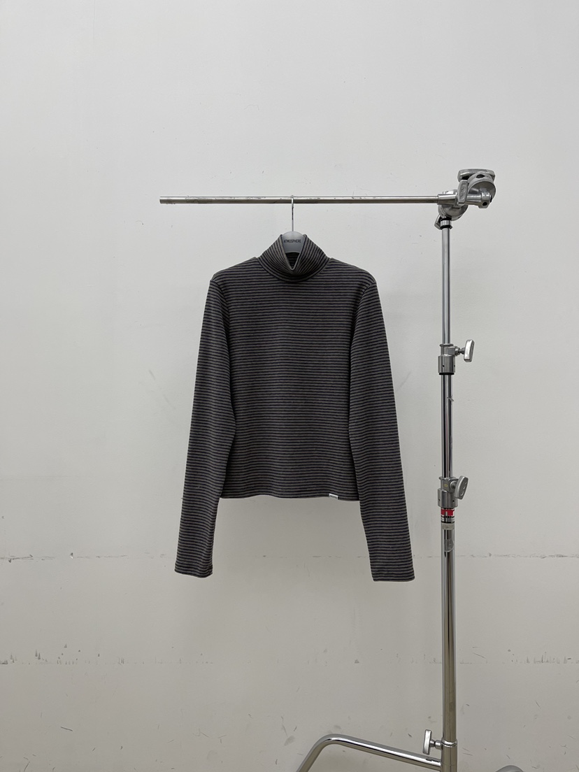 ATMOSPHERE東大門㊣實拍女裝新品職業25秋冬長袖T恤抓絨條紋ATMOSPHERE/BLING長袖T恤圖色4墨