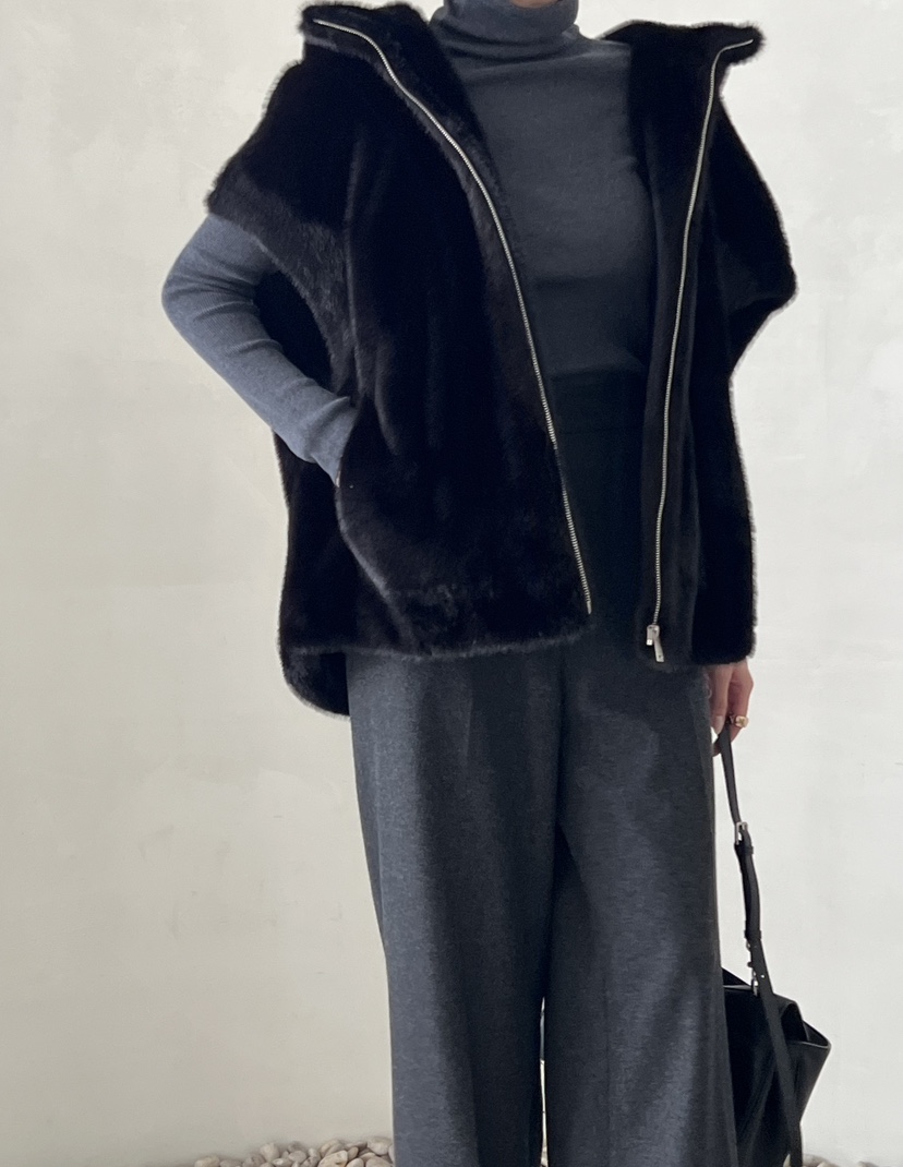 DEMAR韓國代購㊣女士新款25秋冬熱賣人氣休閑馬甲不含內搭貂皮DEMAR馬甲