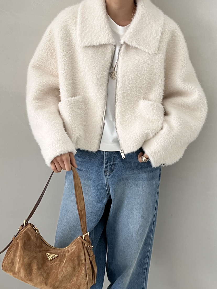 DEMAR韓國代購㊣女士新品人氣熱賣時尚休閑推薦職業夾克毛絨DEMAR夾克圖色1