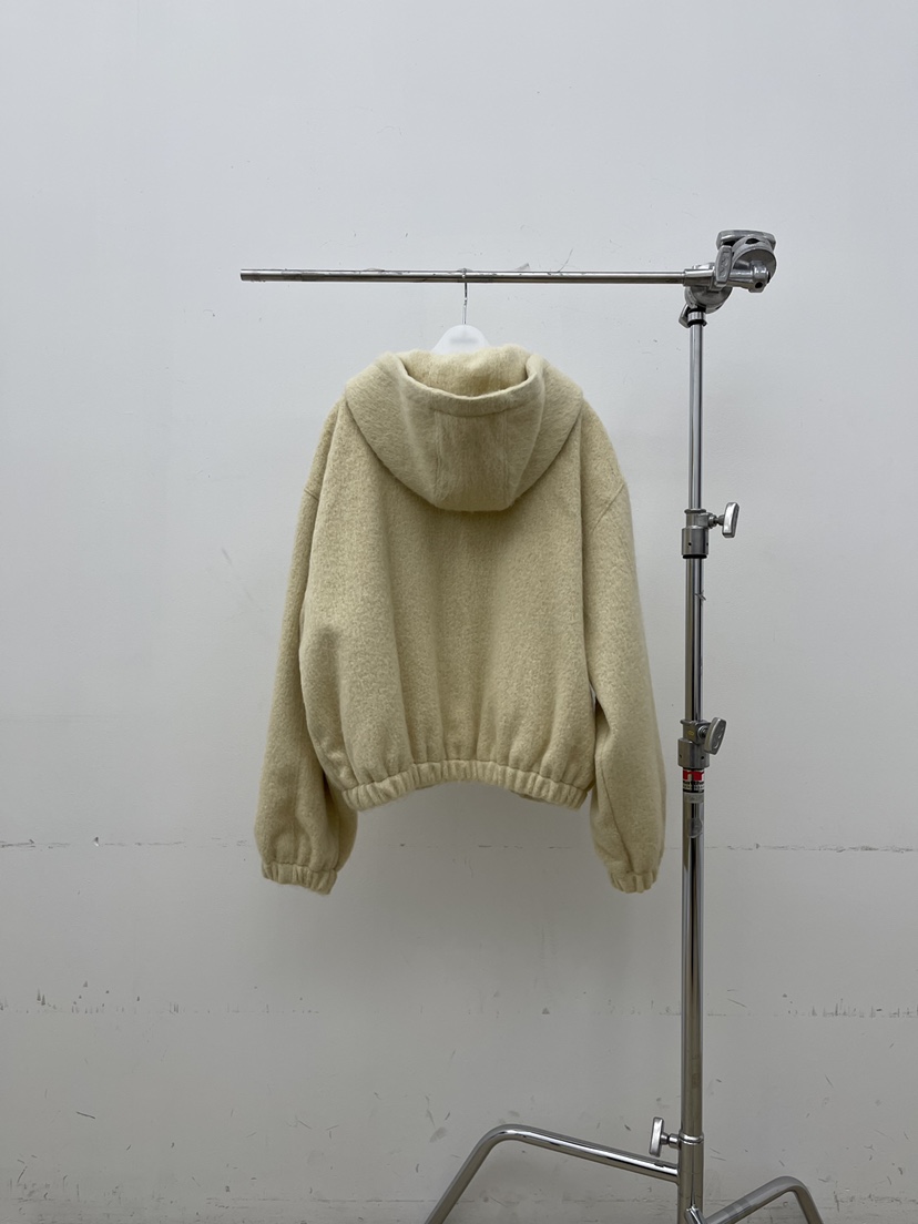 ATMOSPHERE韓國代購㊣女士新款休閑人氣夾克連帽拉鏈衫羊駝毛ATMOSPHERE/BLING夾克