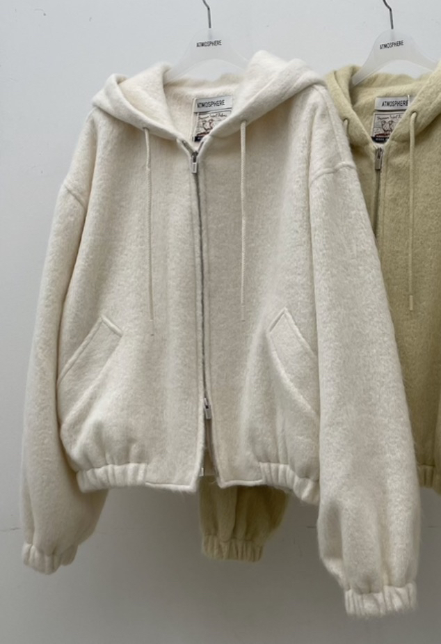 ATMOSPHERE韓國代購㊣女士新款休閑人氣夾克連帽拉鏈衫羊駝毛ATMOSPHERE/BLING夾克圖色2