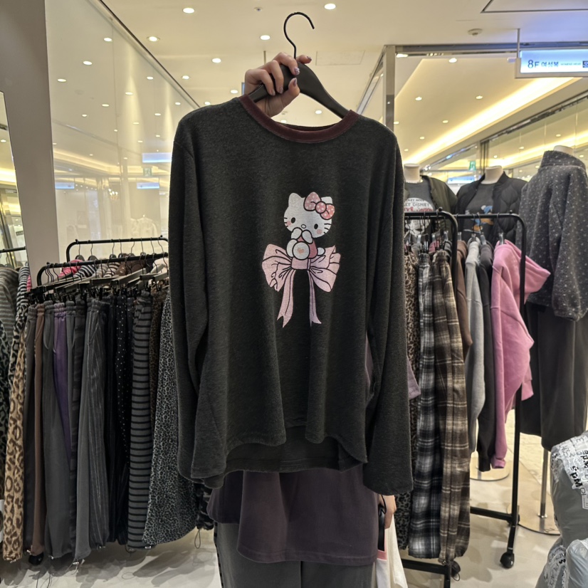 CREDITO韓國代購㊣女裝新款熱賣休閑推薦時尚25秋冬長袖T恤CREDITO長袖T恤圖色2