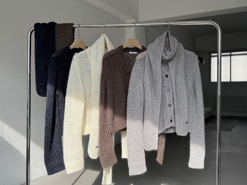 LIMLIMLIM東大門㊣實拍女士新款25秋冬套裝不含內搭含圍巾兩件套馬海毛LIM LIM LIM套裝