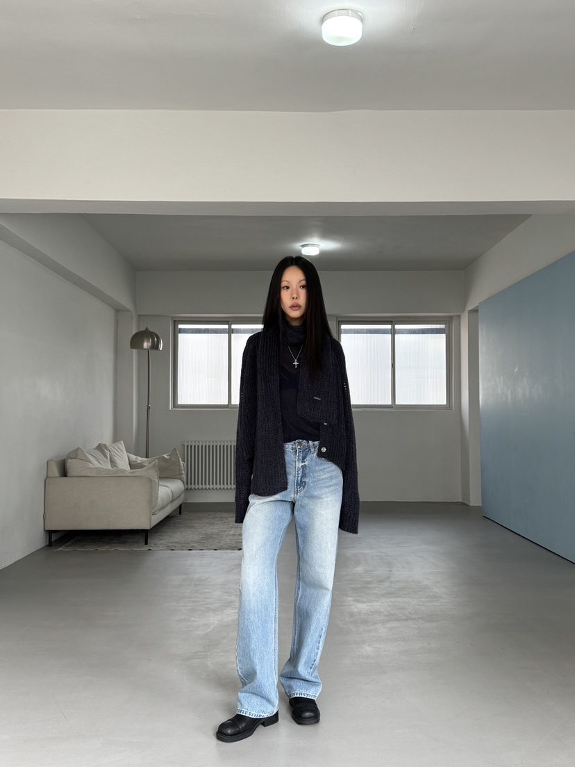 LIMLIMLIM東大門㊣實拍女士新款25秋冬套裝不含內搭含圍巾兩件套馬海毛LIM LIM LIM套裝