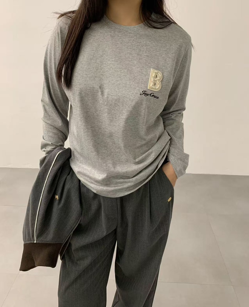 J CRANE-A東大門㊣實拍女裝新品職業25秋冬推薦時尚長袖T恤J CRANE長袖T恤