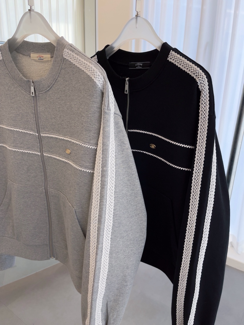 J CRANE-A東大門㊣實拍女士新品休閑熱賣25秋冬夾克拉鏈蕾絲J CRANE夾克