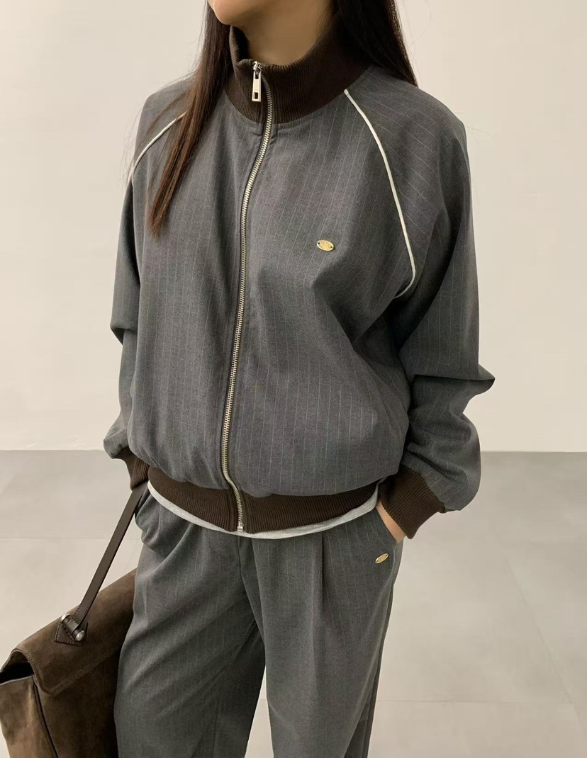 J CRANE-A韓國直郵㊣女裝新品推薦熱賣時尚職業25秋冬夾克條紋J CRANE夾克