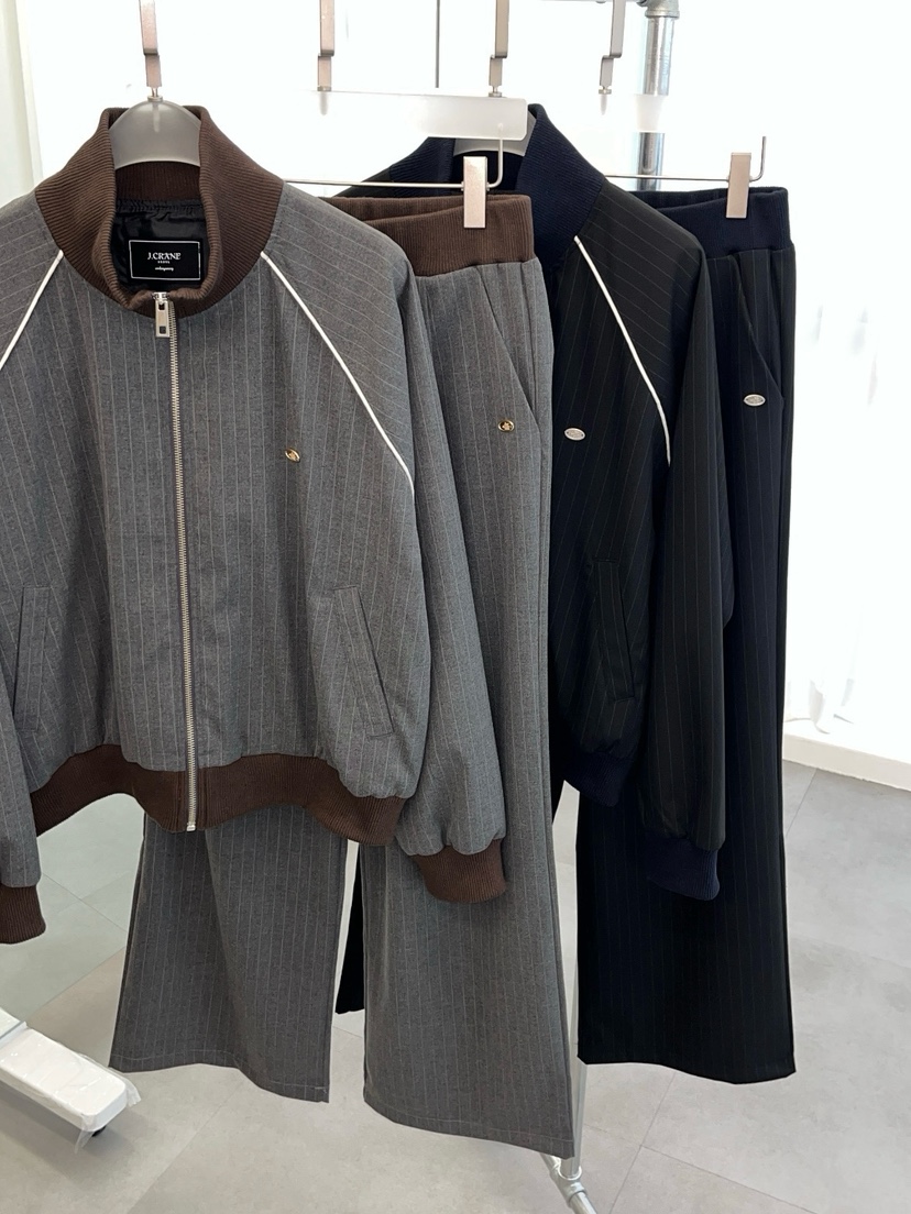 J CRANE-A韓國直郵㊣女裝新品推薦熱賣時尚職業25秋冬夾克條紋J CRANE夾克