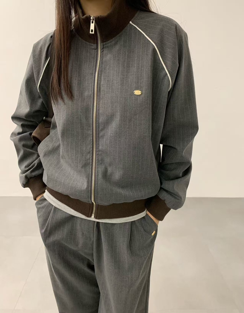 J CRANE-A韓國直郵㊣女裝新品推薦熱賣時尚職業25秋冬夾克條紋J CRANE夾克圖色1