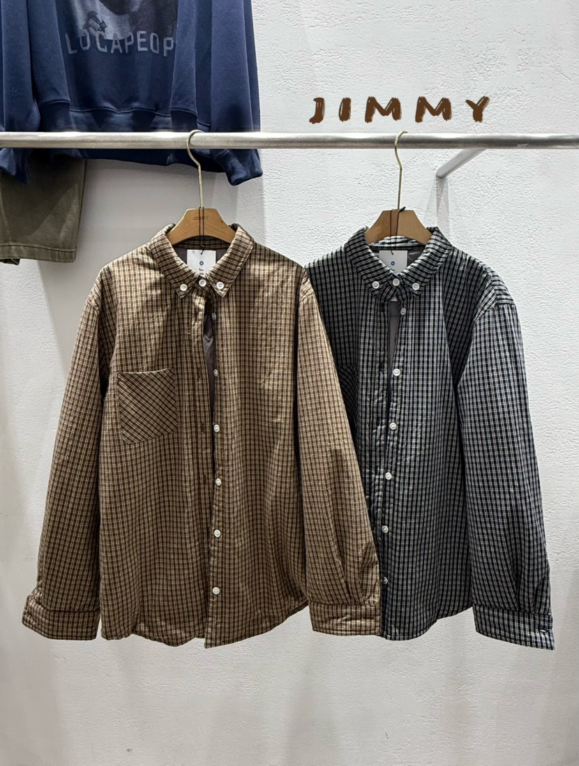 JIMMY韓國代購㊣女裝新款熱賣時尚人氣推薦25秋冬夾克格子棉JIMMY/REMAKE夾克