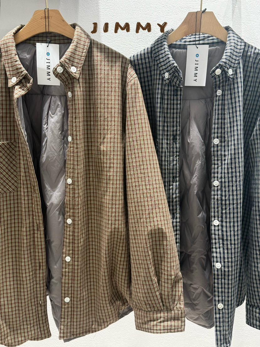JIMMY韓國代購㊣女裝新款熱賣時尚人氣推薦25秋冬夾克格子棉JIMMY/REMAKE夾克