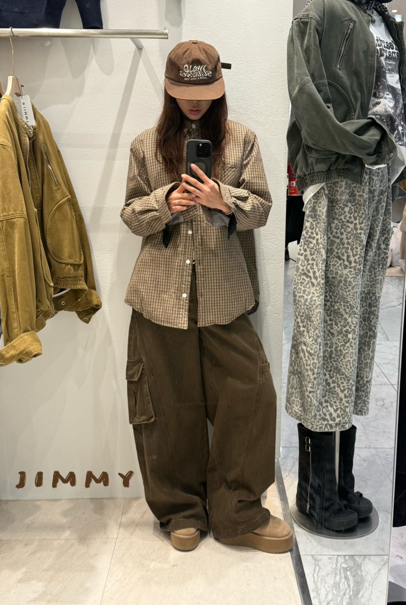 JIMMY韓國代購㊣女裝新款熱賣時尚人氣推薦25秋冬夾克格子棉JIMMY/REMAKE夾克