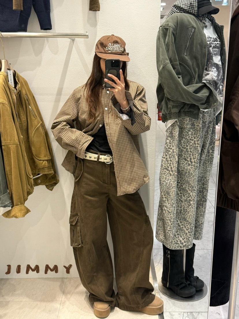 JIMMY韓國代購㊣女裝新款熱賣時尚人氣推薦25秋冬夾克格子棉JIMMY/REMAKE夾克