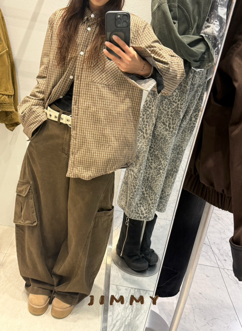 JIMMY韓國代購㊣女裝新款熱賣時尚人氣推薦25秋冬夾克格子棉JIMMY/REMAKE夾克