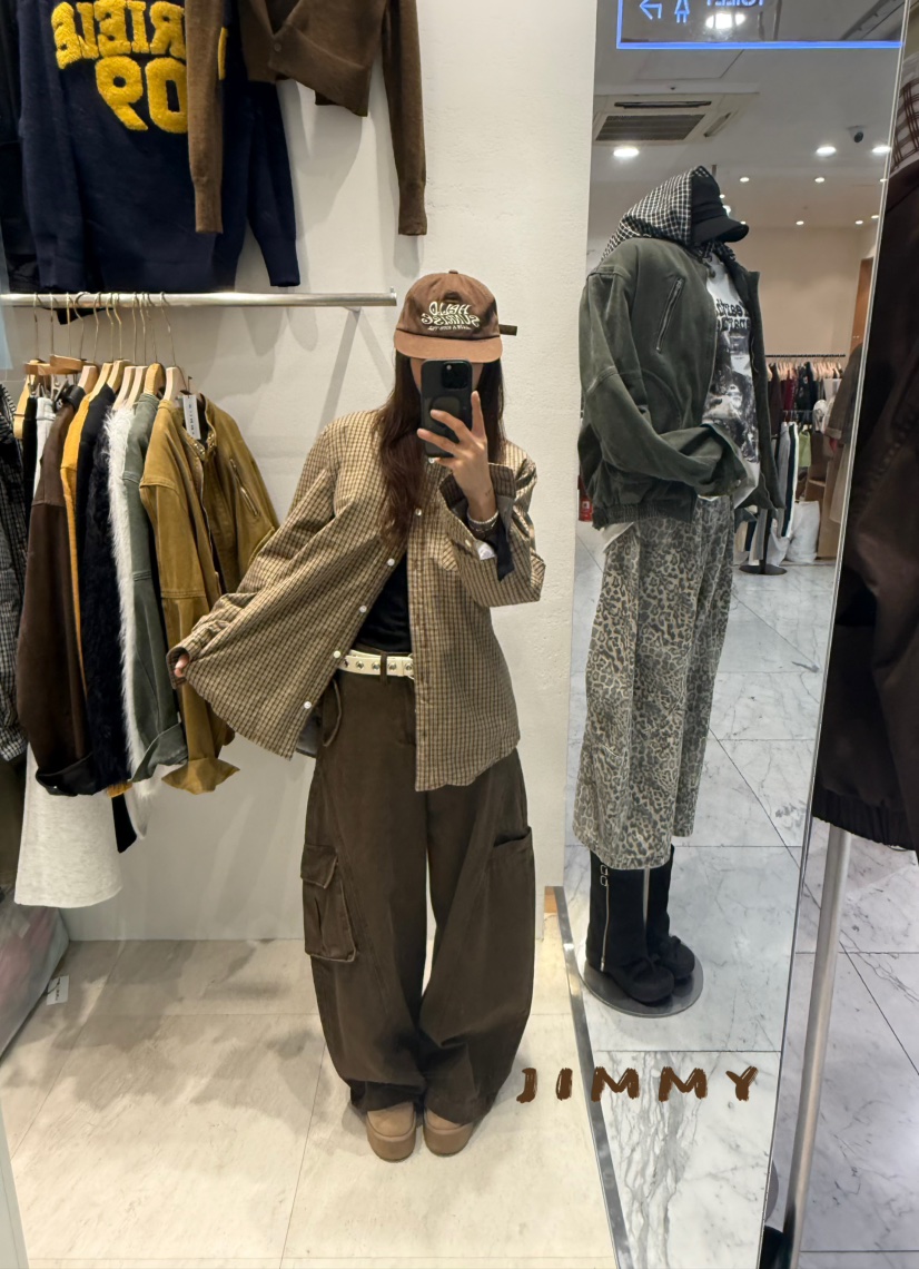 JIMMY韓國代購㊣女裝新款熱賣時尚人氣推薦25秋冬夾克格子棉JIMMY/REMAKE夾克