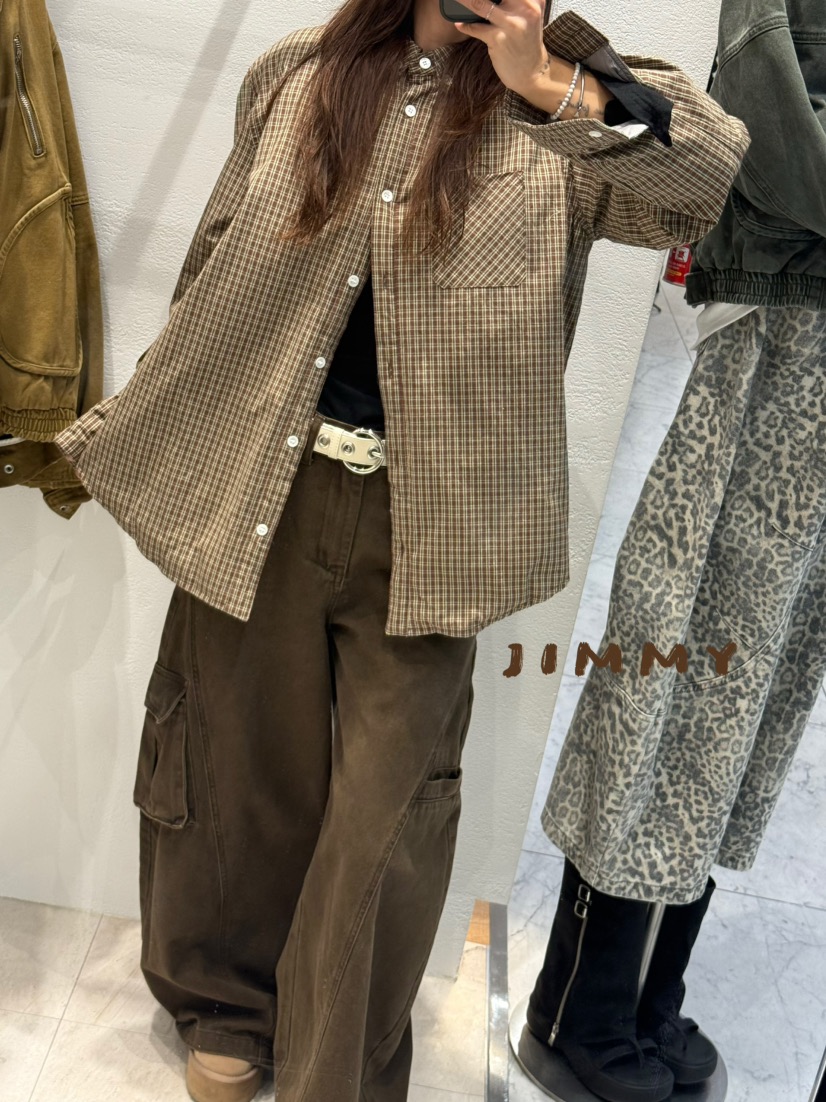 JIMMY韓國代購㊣女裝新款熱賣時尚人氣推薦25秋冬夾克格子棉JIMMY/REMAKE夾克