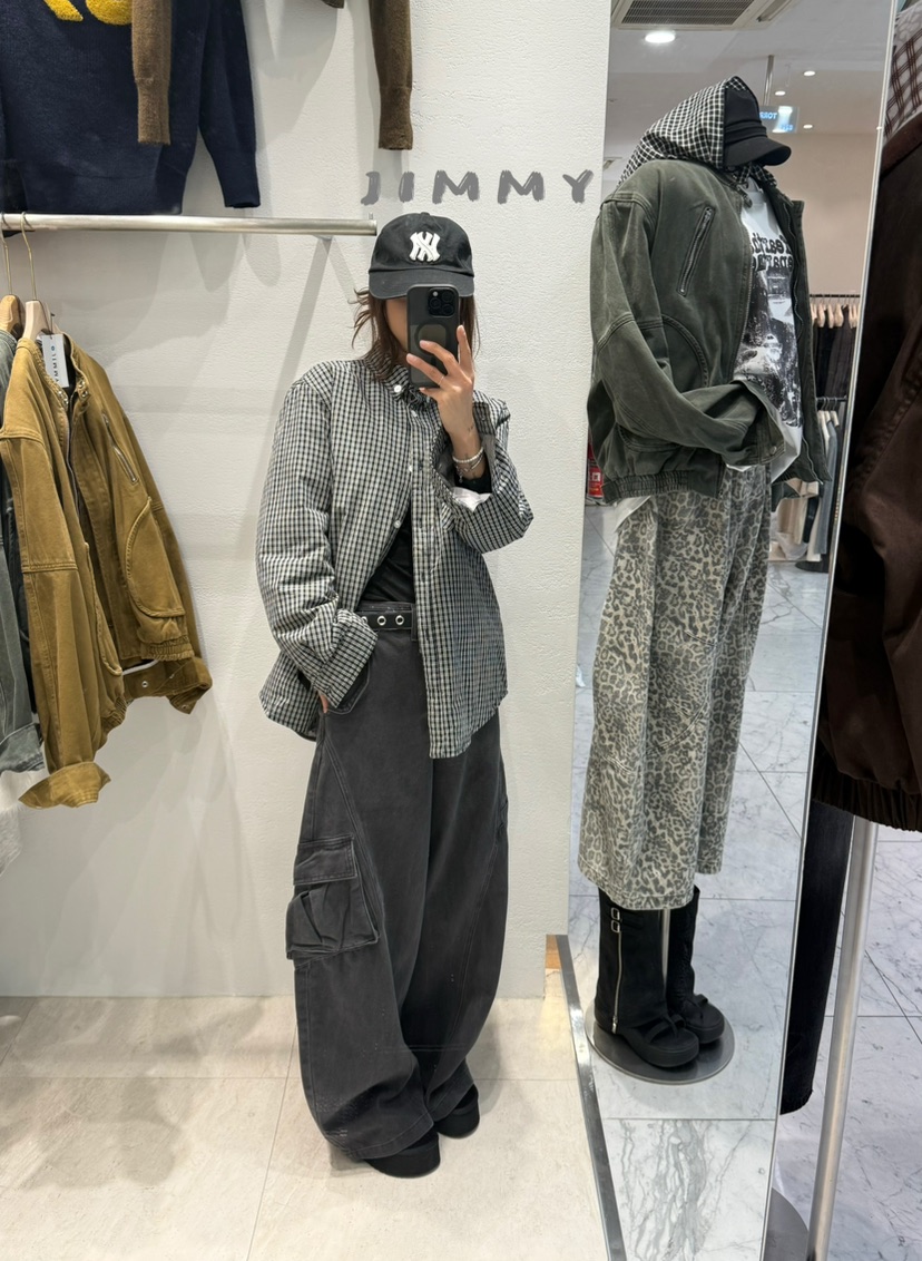 JIMMY韓國代購㊣女裝新款熱賣時尚人氣推薦25秋冬夾克格子棉JIMMY/REMAKE夾克