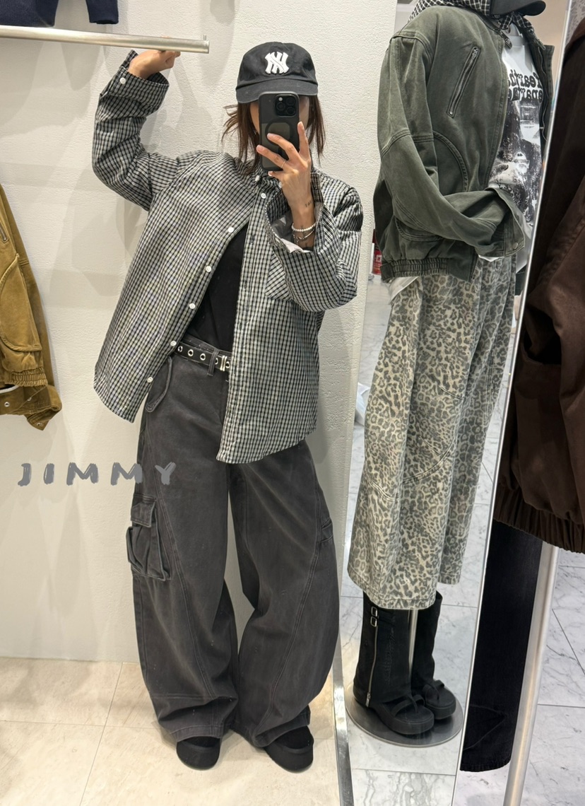 JIMMY韓國代購㊣女裝新款熱賣時尚人氣推薦25秋冬夾克格子棉JIMMY/REMAKE夾克