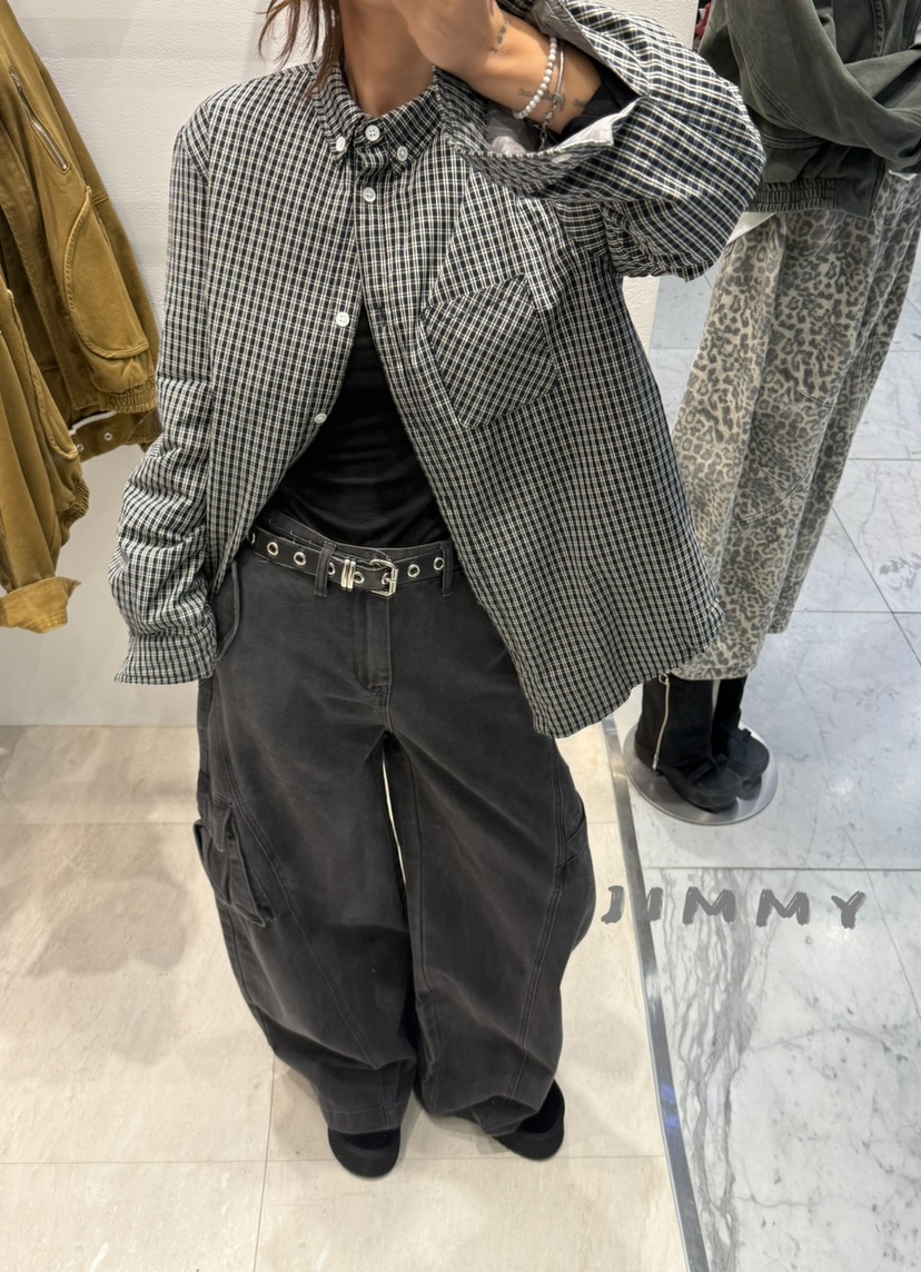 JIMMY韓國代購㊣女裝新款熱賣時尚人氣推薦25秋冬夾克格子棉JIMMY/REMAKE夾克