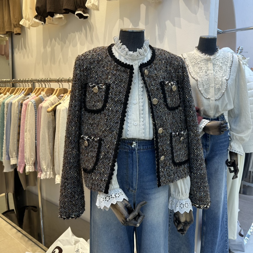 2nd B-S東大門㊣代購女裝新品推薦時尚25秋冬職業夾克粗花呢2nd B-S夾克圖色1