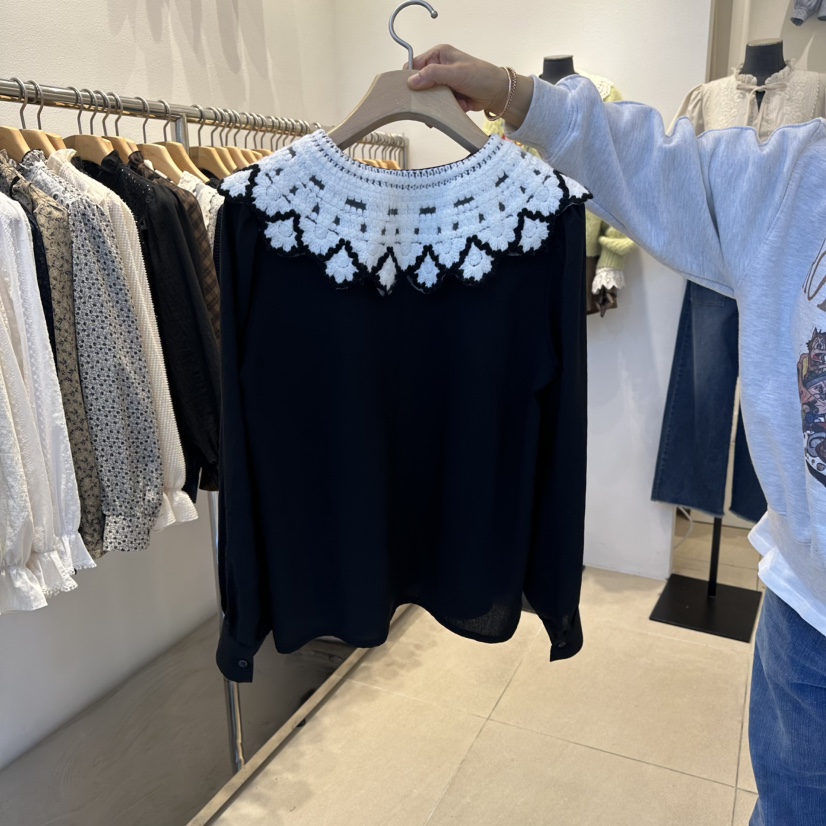 2nd B-S東大門㊣實拍女裝新品推薦25秋冬熱賣人氣襯衫蕾絲衫2nd B-S襯衫/蕾絲衫