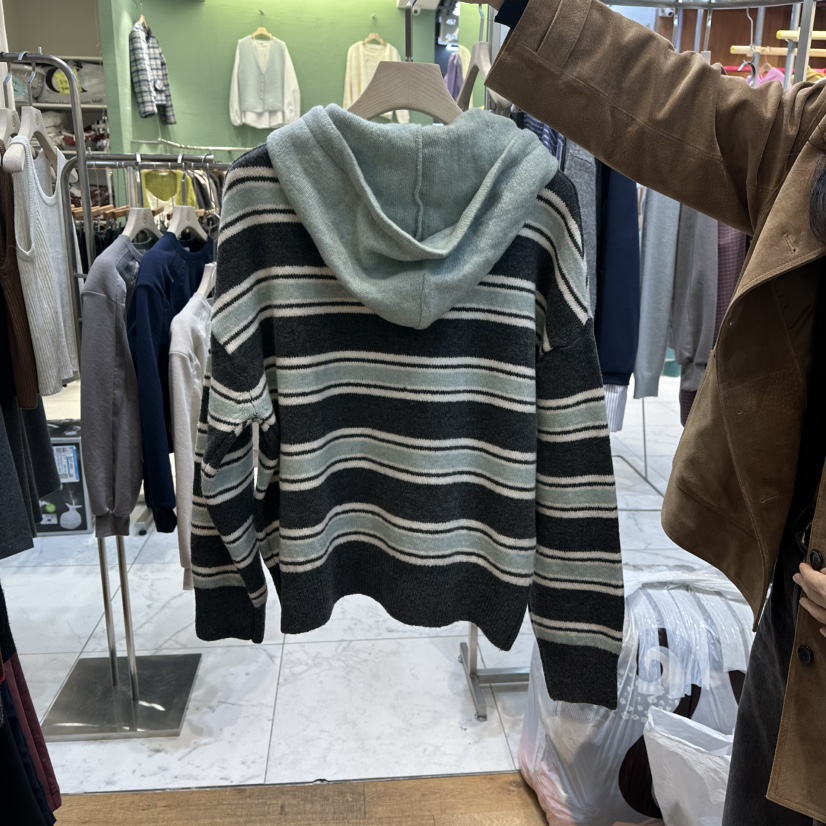 THE MOST-Q東大門㊣實拍女士新款休閑職業針織衫連帽針織衫THE MOST針織衫