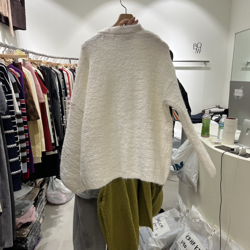 BY BOMI東大門㊣代購女士新品時尚職業針織衫插肩開衫燈籠BY BOMI針織衫