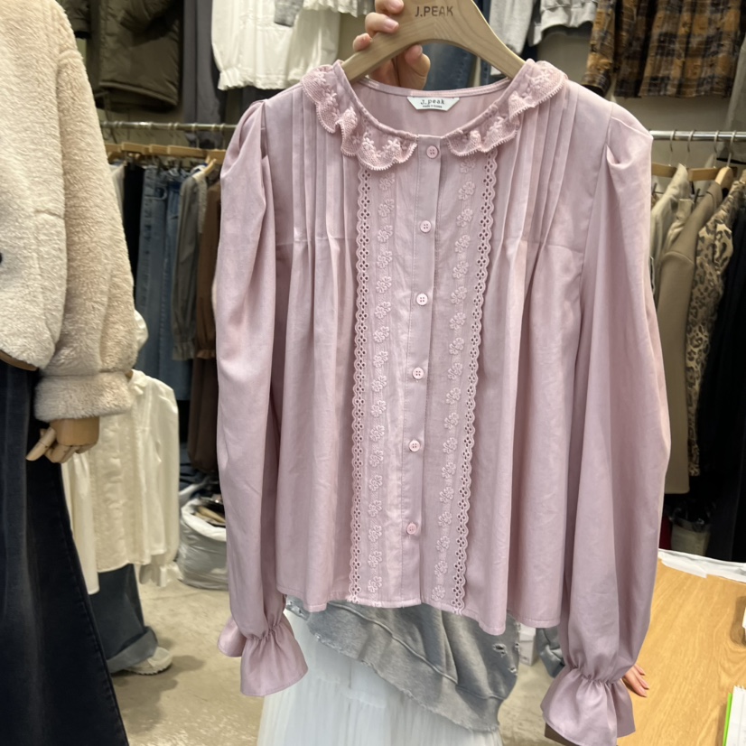 J PEAK/BY FLOW韓國直郵㊣女裝新款休閑職業25秋冬襯衫蕾絲衫J PEAK襯衫/蕾絲衫圖色1