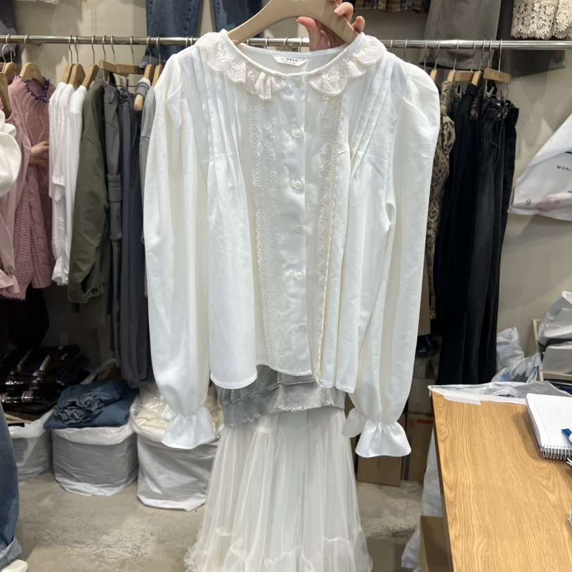 J PEAK/BY FLOW韓國直郵㊣女裝新款休閑職業25秋冬襯衫蕾絲衫J PEAK襯衫/蕾絲衫圖色2