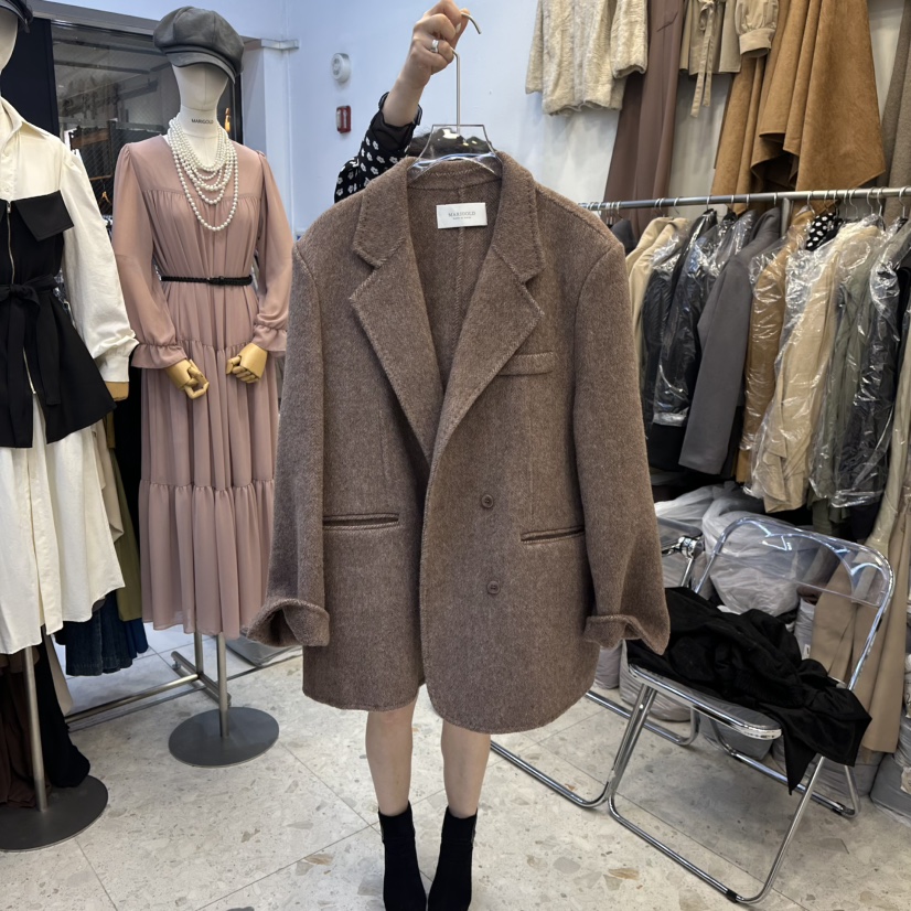 MARIGOLD東大門㊣代購女士新款時尚熱賣人氣推薦短款大衣手工MARIGOLD短款大衣圖色2