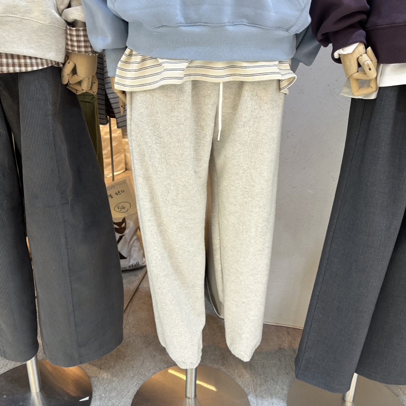 AND FLOYD韓國代購㊣女裝新品25秋冬人氣時尚休閑褲毛圈雙層stunning and Floyd休閑褲圖色3灰白色