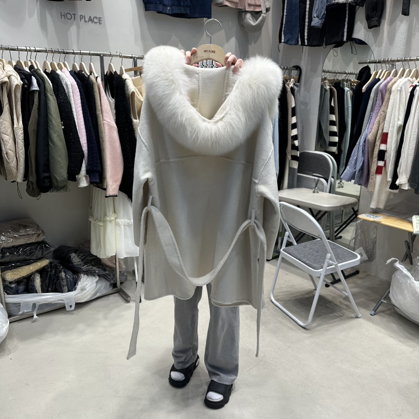 HOT PLACE東大門㊣實拍女裝新品熱賣職業推薦中長款大衣浣熊HOT PLACE/DREAM GIRIS中長款大衣