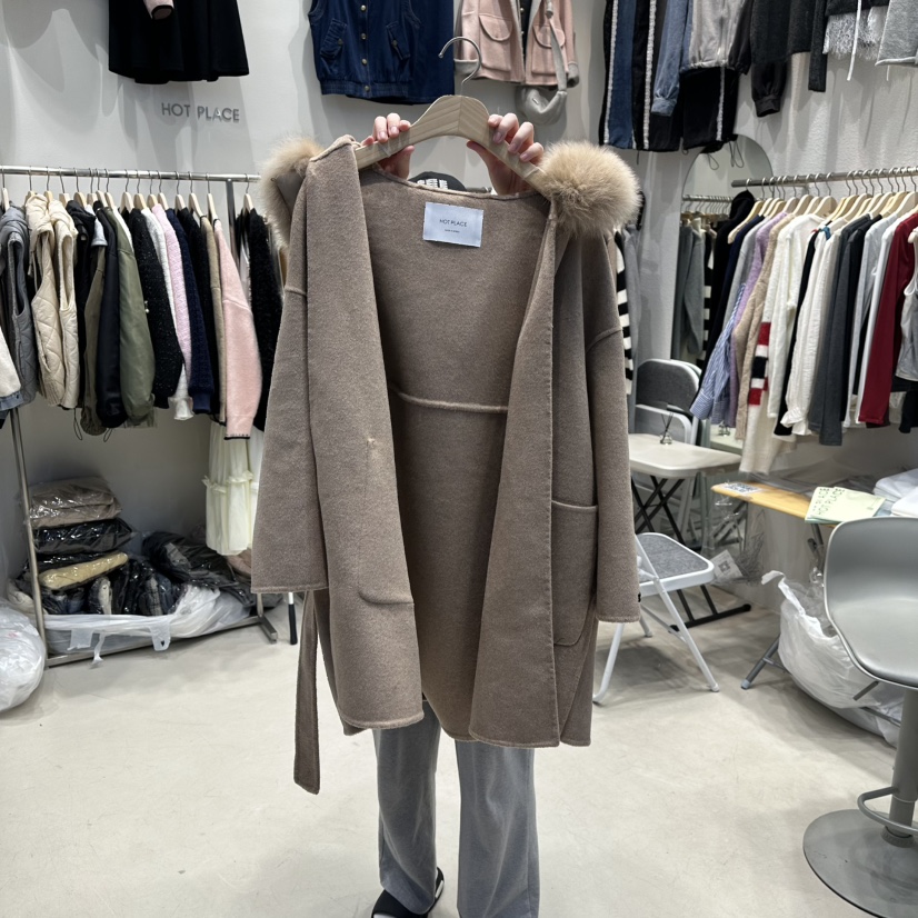 HOT PLACE東大門㊣實拍女裝新品熱賣職業推薦中長款大衣浣熊HOT PLACE/DREAM GIRIS中長款大衣圖色3