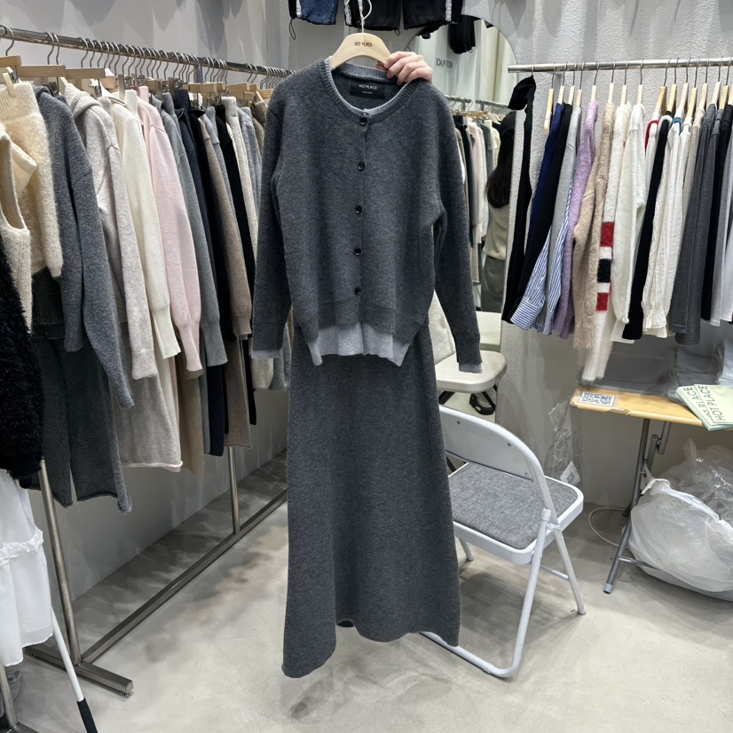 HOT PLACE韓國直郵㊣女裝新款休閑套裝兩件套套裝雙層開衫HOT PLACE/DREAM GIRIS套裝圖色2