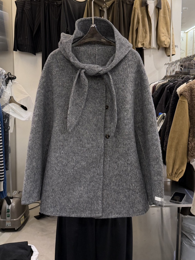 THE SIL東大門㊣代購女裝新款推薦時尚休閑中長款大衣手工THE SIL/1 2ILLY中長款大衣圖色1