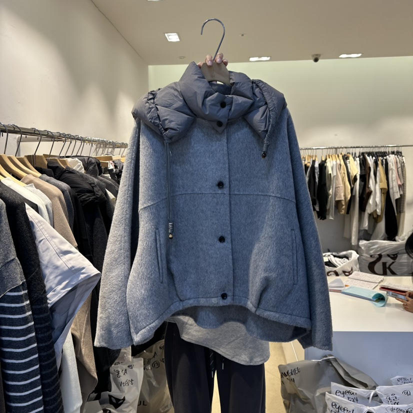 EYEFUL-Q東大門㊣直郵女士新品人氣職業推薦夾克羊駝毛兜帽eyeful夾克圖色1