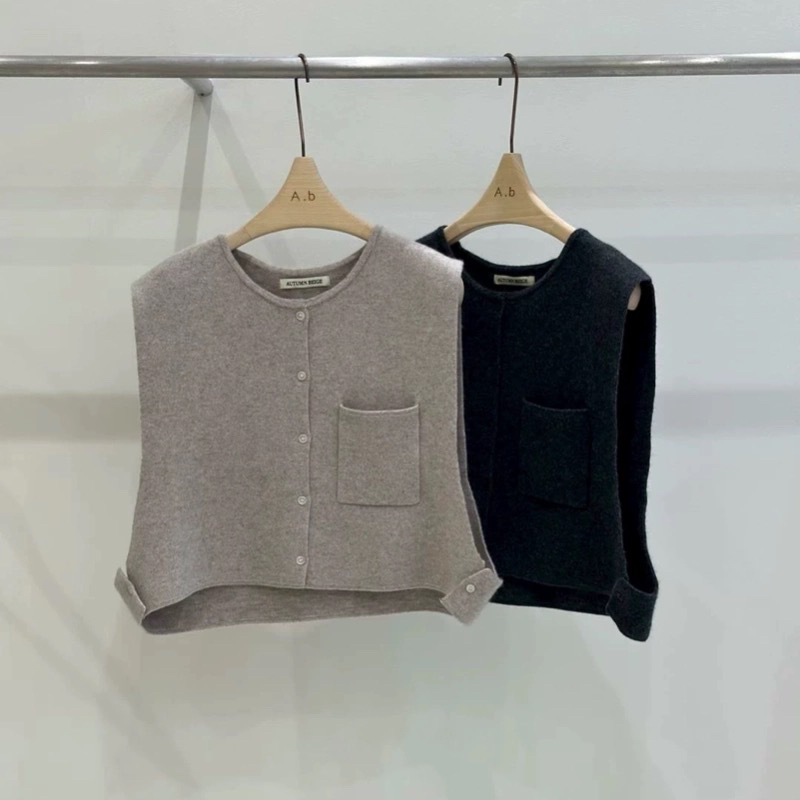 AUTUMN BEIGE-Q韓國直郵㊣女士新款熱賣25秋冬馬甲紐扣背心A.b/AUTUMN BEIGE馬甲