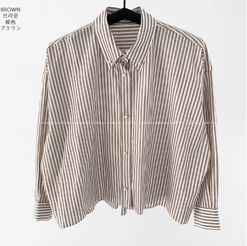 PRIVIE東大門㊣實拍女裝新款休閑25秋冬推薦襯衫蕾絲衫條紋PRIVIE襯衫/蕾絲衫圖色2