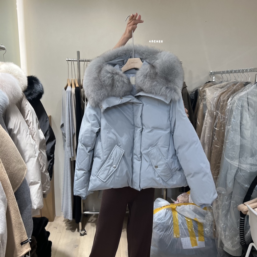 ARCHER東大門㊣代購女士新款熱賣25秋冬推薦短款羽絨服狐貍絨ARCHER短款羽絨服圖色3