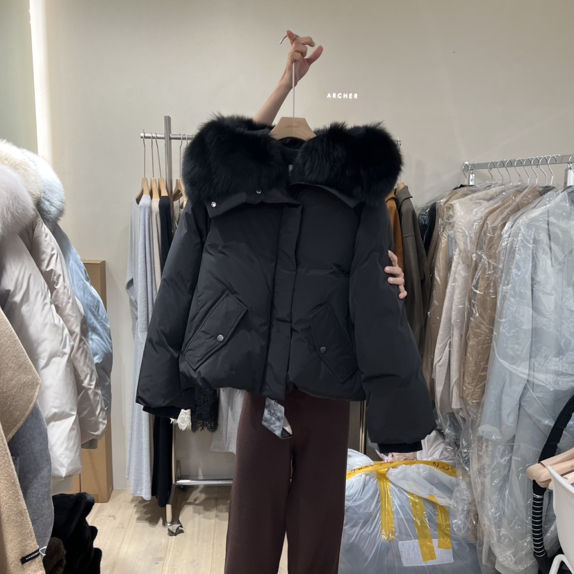 ARCHER東大門㊣代購女士新款熱賣25秋冬推薦短款羽絨服狐貍絨ARCHER短款羽絨服圖色4