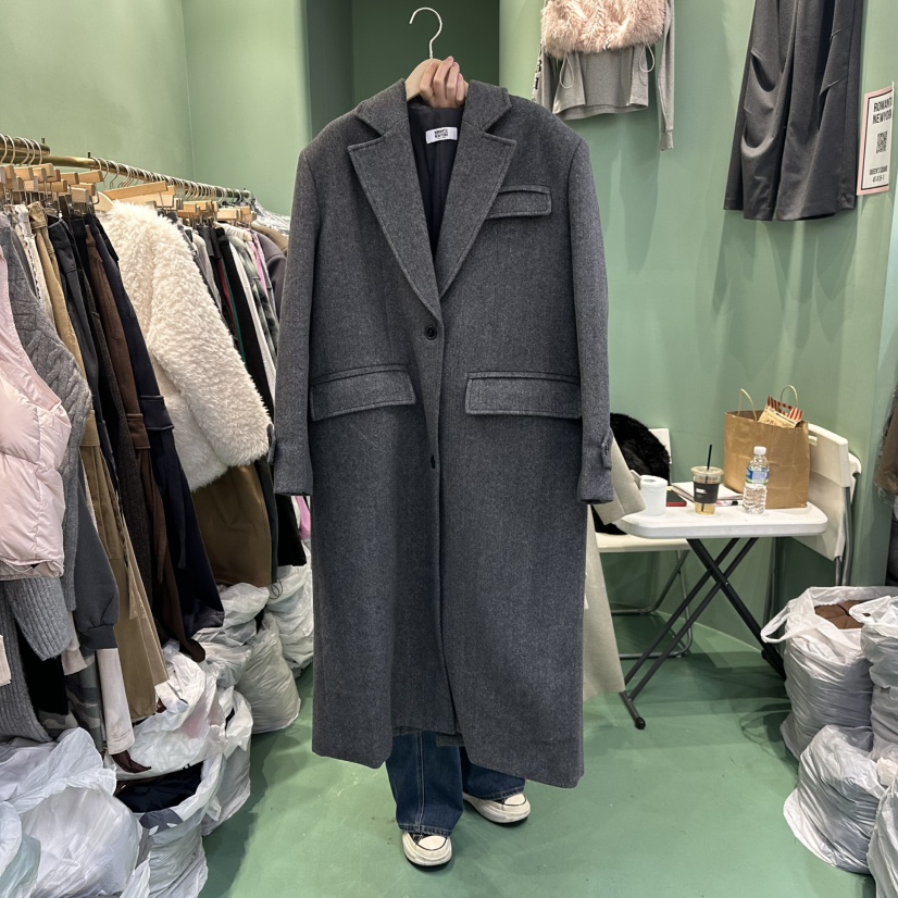 ROMANTIC NEWYORK韓國直郵㊣女士新款推薦長款風衣人字紋長款ROMANTIC NEWYORK長款風衣圖色2